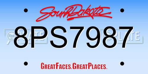 8PS7987 South Dakota License Plate