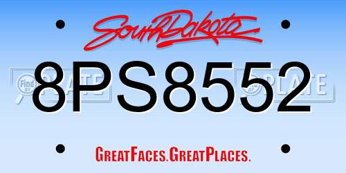 8PS8552 South Dakota License Plate