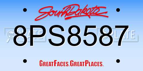 8PS8587 South Dakota License Plate
