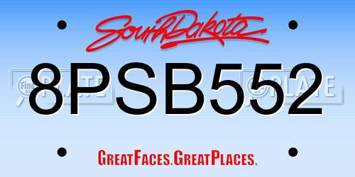 8PSB552 South Dakota License Plate