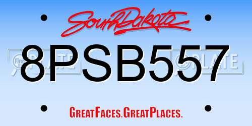 8PSB557 South Dakota License Plate