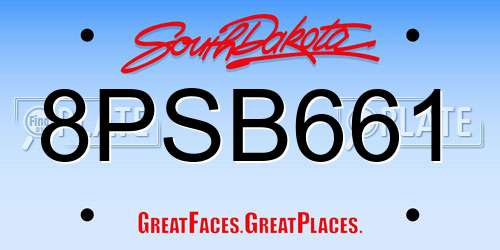 8PSB661 South Dakota License Plate