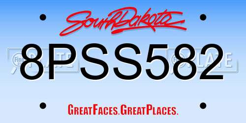 8PSS582 South Dakota License Plate