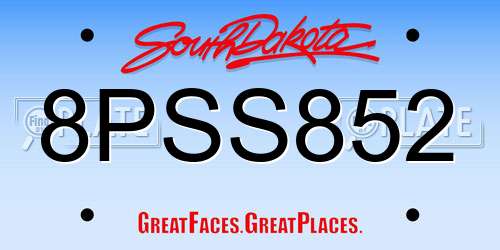 8PSS852 South Dakota License Plate