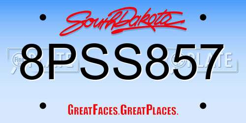 8PSS857 South Dakota License Plate