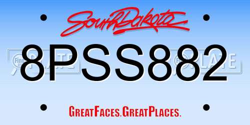 8PSS882 South Dakota License Plate
