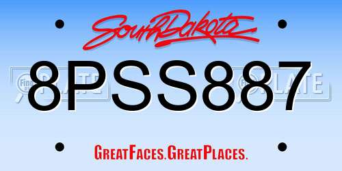 8PSS887 South Dakota License Plate
