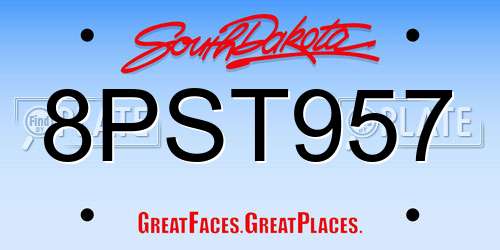 8PST957 South Dakota License Plate