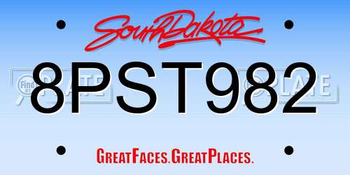 8PST982 South Dakota License Plate