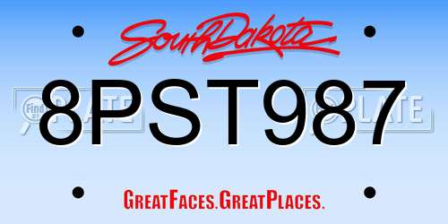 8PST987 South Dakota License Plate