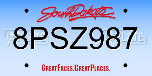 8PSZ987 South Dakota License Plate