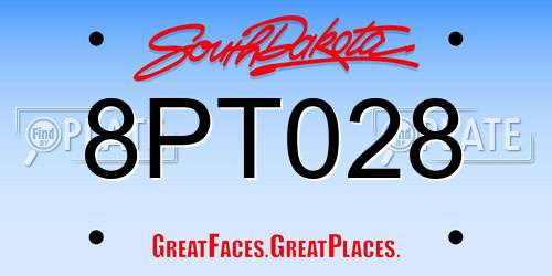 8PT028 South Dakota License Plate