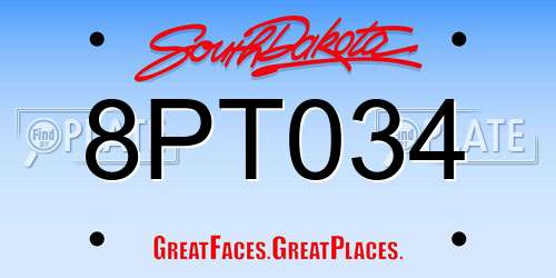 8PT034 South Dakota License Plate