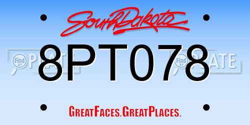8PT078 South Dakota License Plate