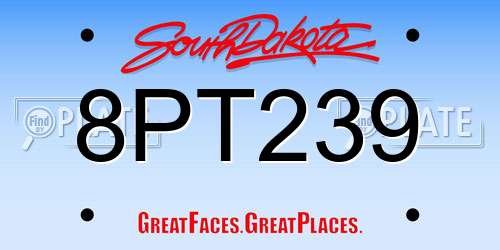 8PT239 South Dakota License Plate