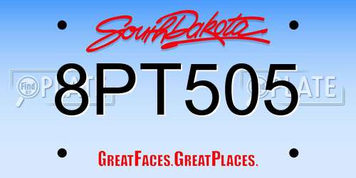 8PT505 South Dakota License Plate