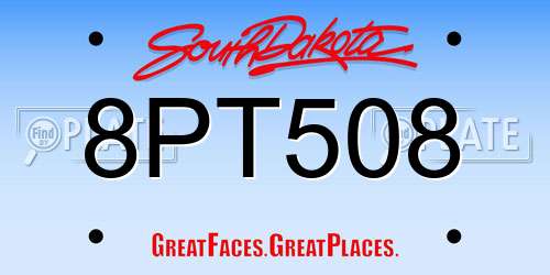 8PT508 South Dakota License Plate
