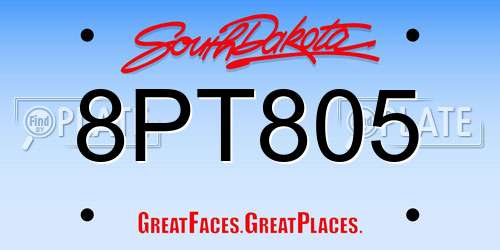 8PT805 South Dakota License Plate