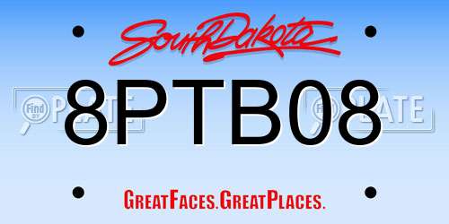 8PTB08 South Dakota License Plate