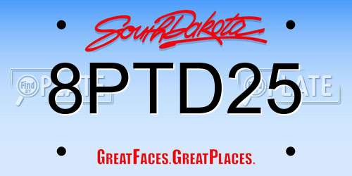 8PTD25 South Dakota License Plate