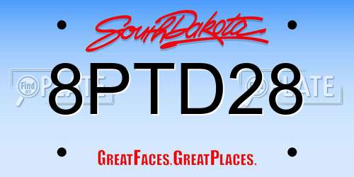 8PTD28 South Dakota License Plate