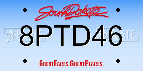 8PTD46 South Dakota License Plate