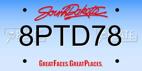 8PTD78 South Dakota License Plate