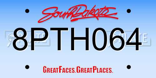 8PTH064 South Dakota License Plate