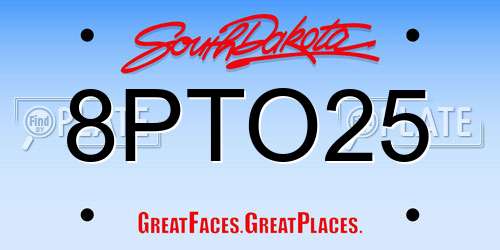 8PTO25 South Dakota License Plate