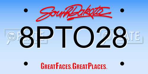 8PTO28 South Dakota License Plate