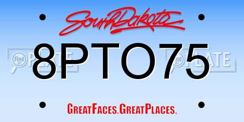 8PTO75 South Dakota License Plate