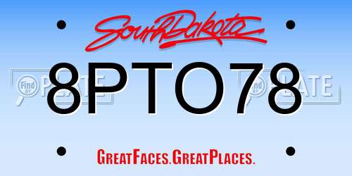 8PTO78 South Dakota License Plate