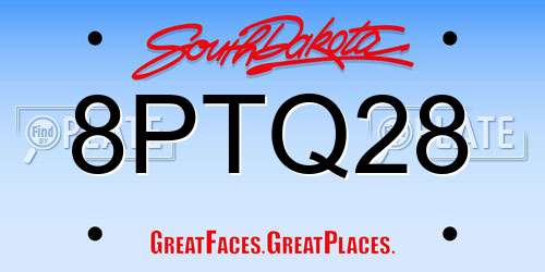 8PTQ28 South Dakota License Plate