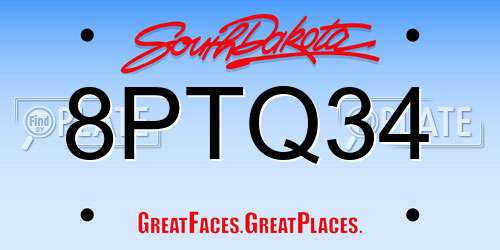 8PTQ34 South Dakota License Plate