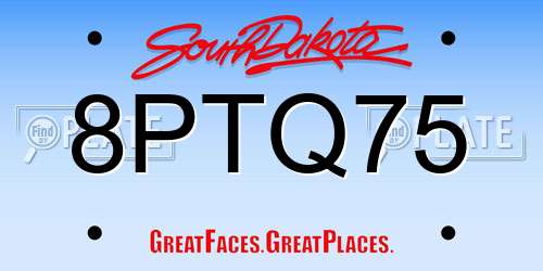 8PTQ75 South Dakota License Plate