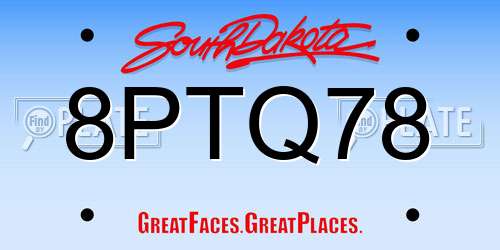 8PTQ78 South Dakota License Plate