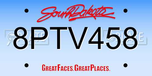 8PTV458 South Dakota License Plate