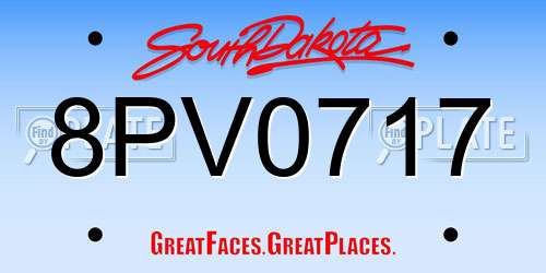 8PV0717 South Dakota License Plate