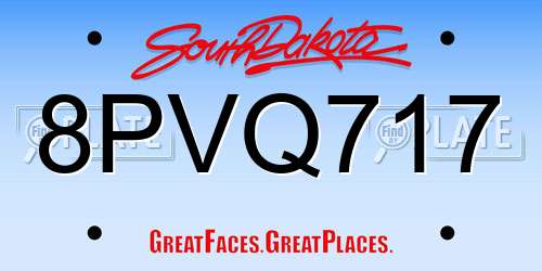 8PVQ717 South Dakota License Plate