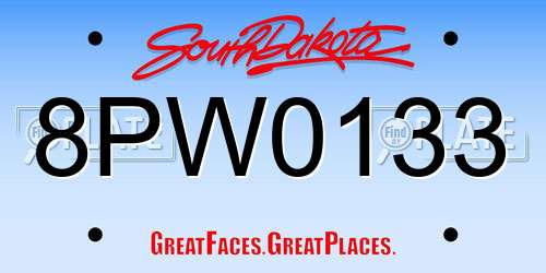 8PW0133 South Dakota License Plate