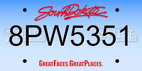 8PW5351 South Dakota License Plate