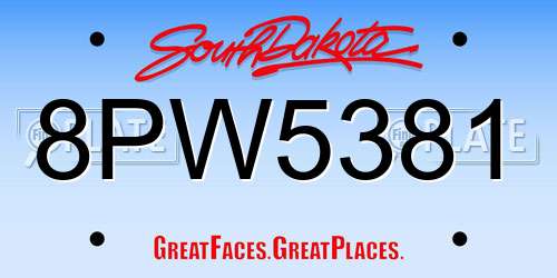 8PW5381 South Dakota License Plate