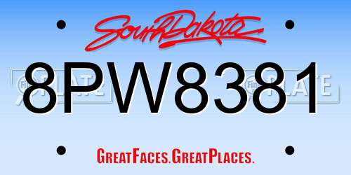 8PW8381 South Dakota License Plate