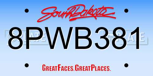 8PWB381 South Dakota License Plate