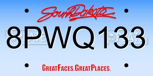 8PWQ133 South Dakota License Plate