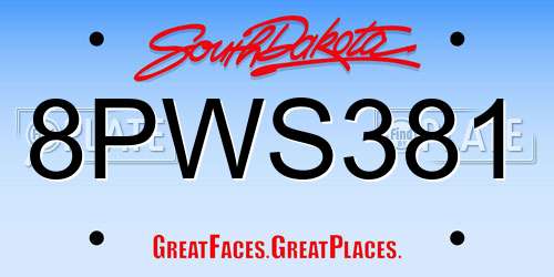 8PWS381 South Dakota License Plate