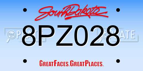 8PZ028 South Dakota License Plate