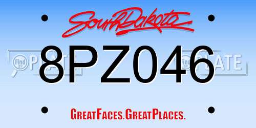 8PZ046 South Dakota License Plate