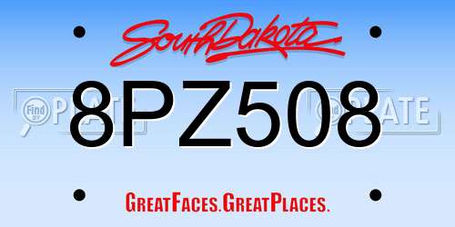 8PZ508 South Dakota License Plate