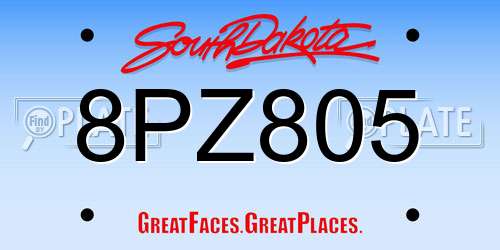 8PZ805 South Dakota License Plate